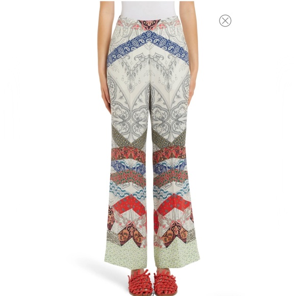 NWT Etro Patchwork printed silk wide-leg Italian made trousers Sz 42 - Picture 3 of 16